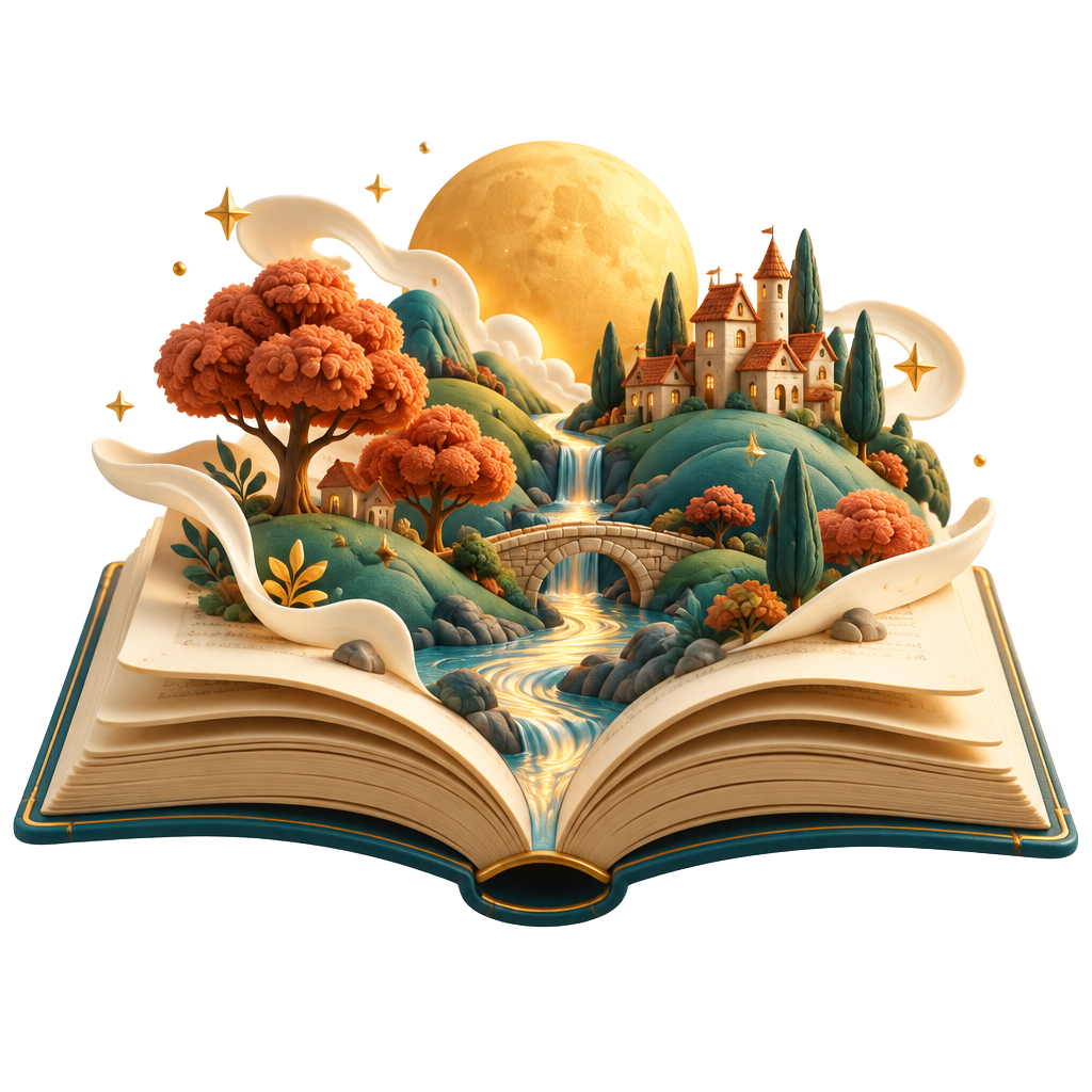 Livro aberto se transformando em um mundo ilustrado